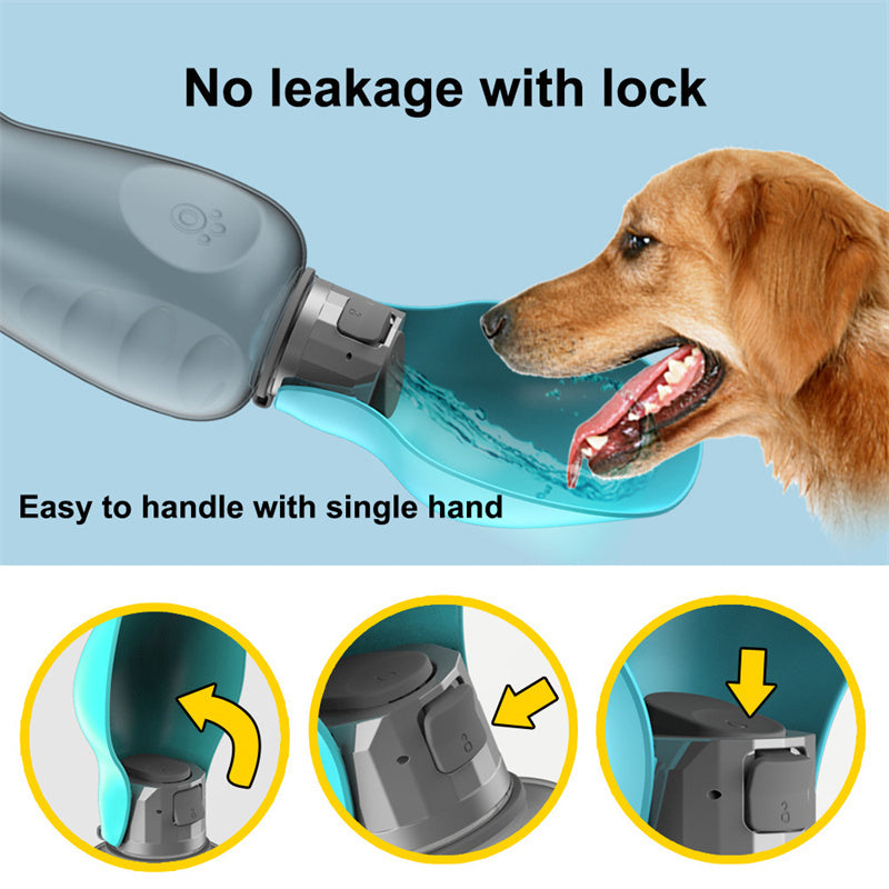 800ml Dogs Water Bottle Portable High Leakproof Pet Foldable Bowl